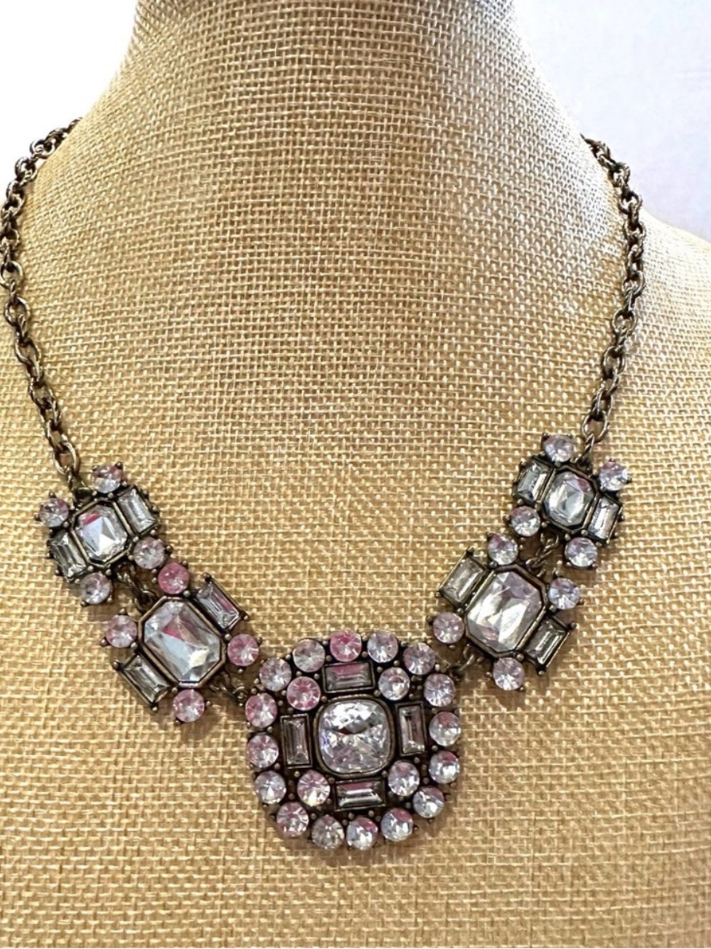 J. Crew Factory Crystal Brooch Statement Necklace